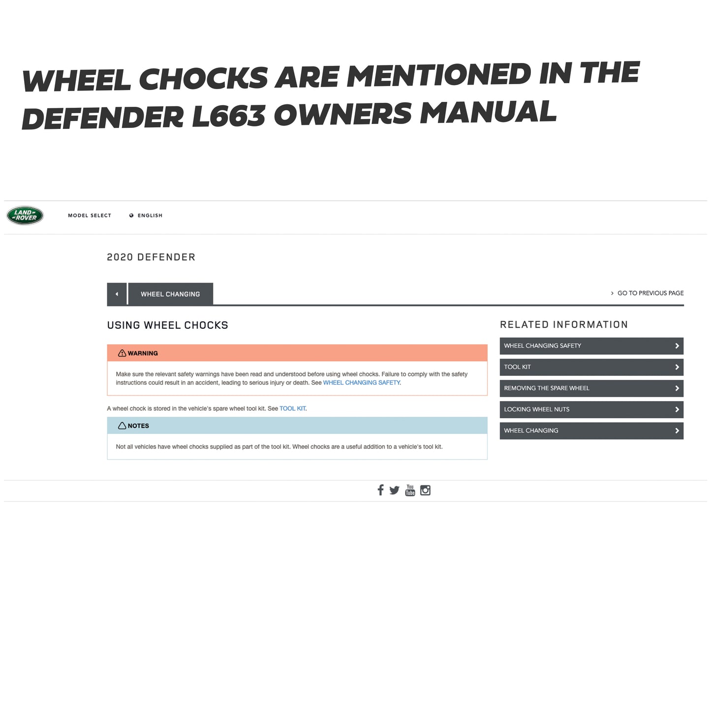 Genuine Land Rover Wheel Chock for Defender L663