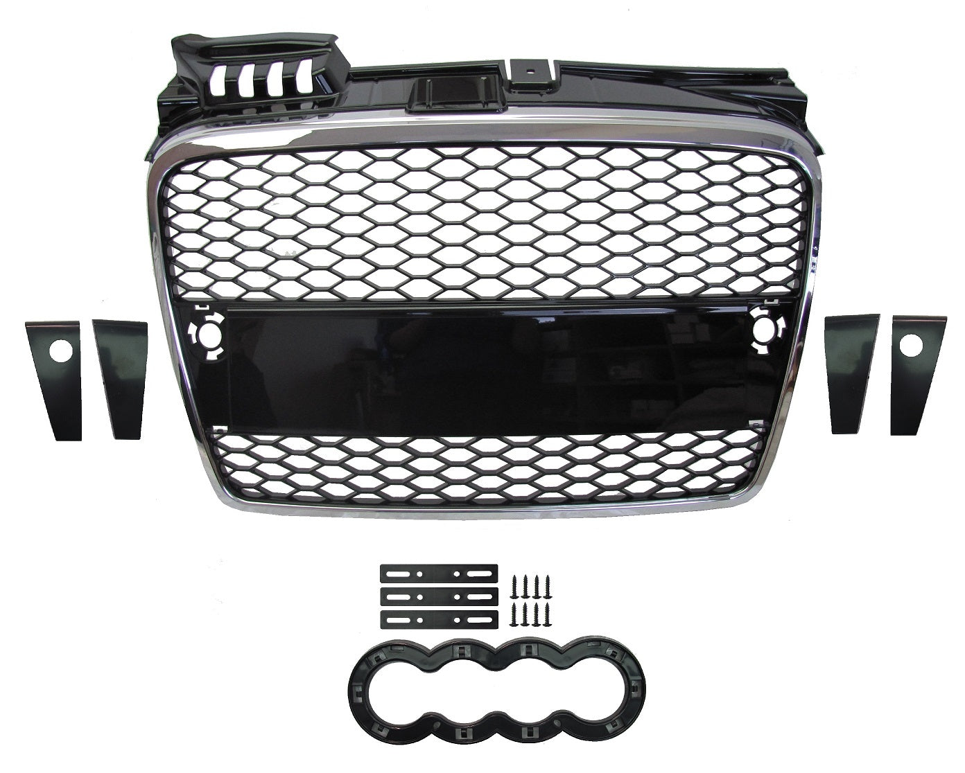 RS4 style front grille - Chrome & Black - for Audi A4