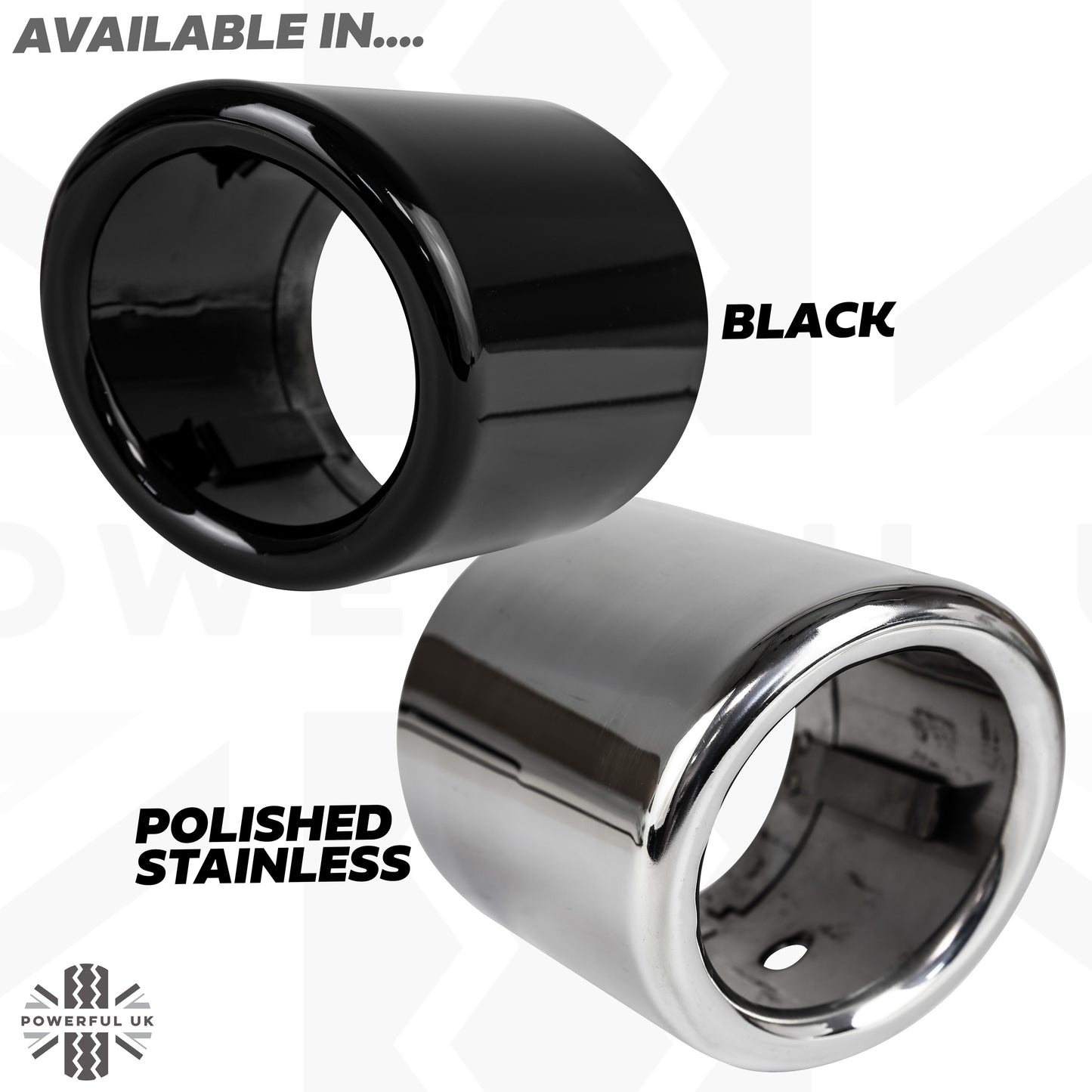 Round Exhaust Tips - Pair - DIESEL - Gloss Black for Range Rover Sport L494 (2014-17)