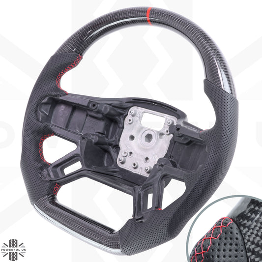Steering Wheel for Land Rover Defender L663 - Carbon Fibre + Red Stitch