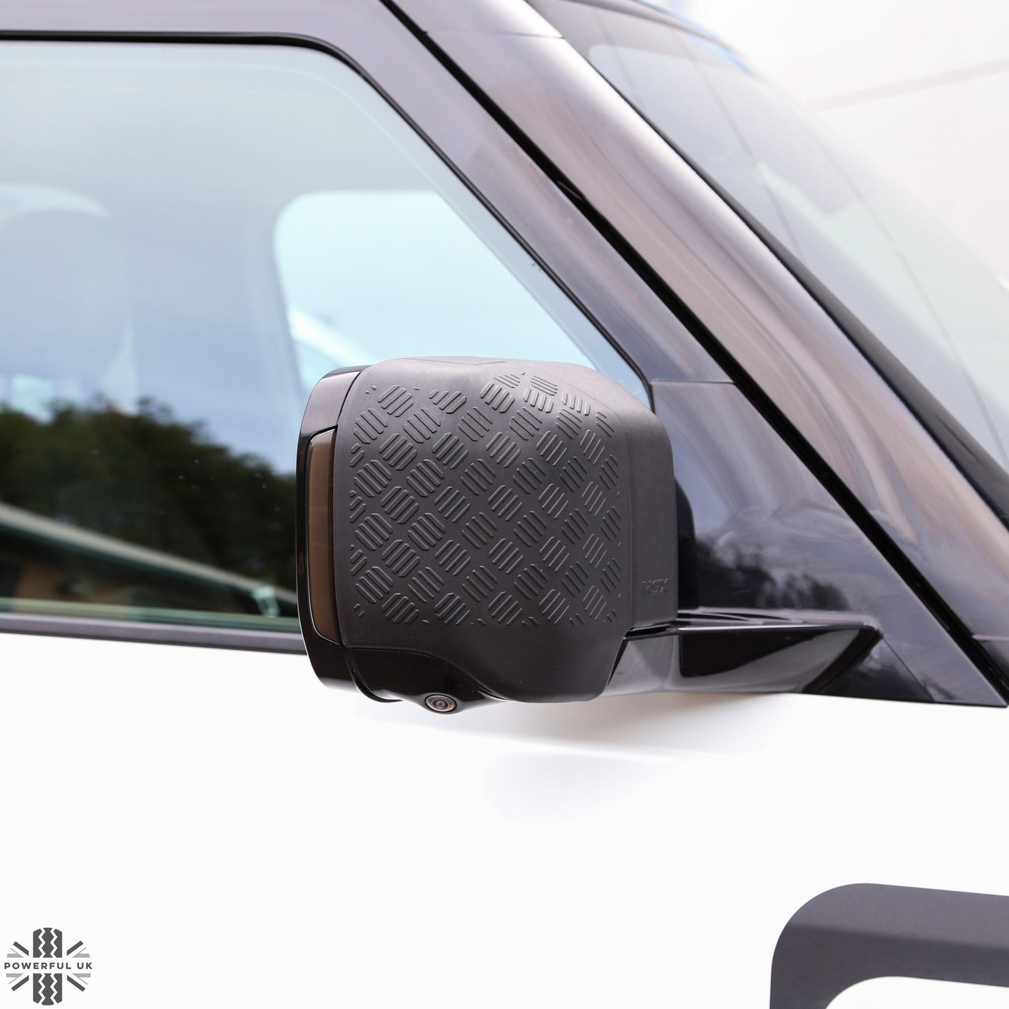 Extended Mirror Covers Chequer Plate  for Land Rover Defender L663 - NO Camera Mount