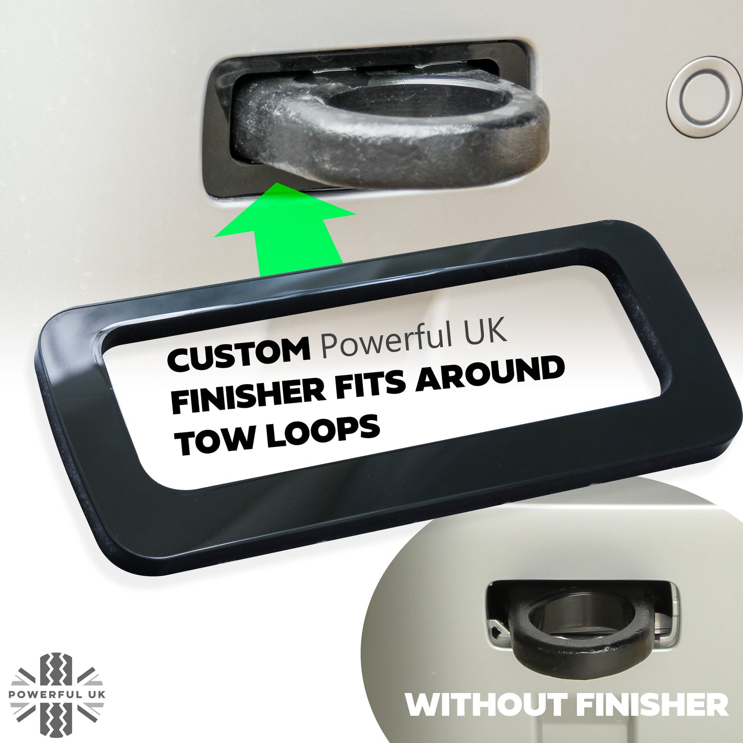 Rear Bumper Tow Loop Finisher Inserts - BLACK - for Land Rover Defender L663