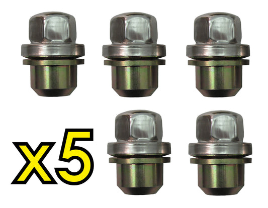 Silver Alloy Wheel Nuts 5pc (Capped Type) for Range Rover Classic - Alloy wheel type