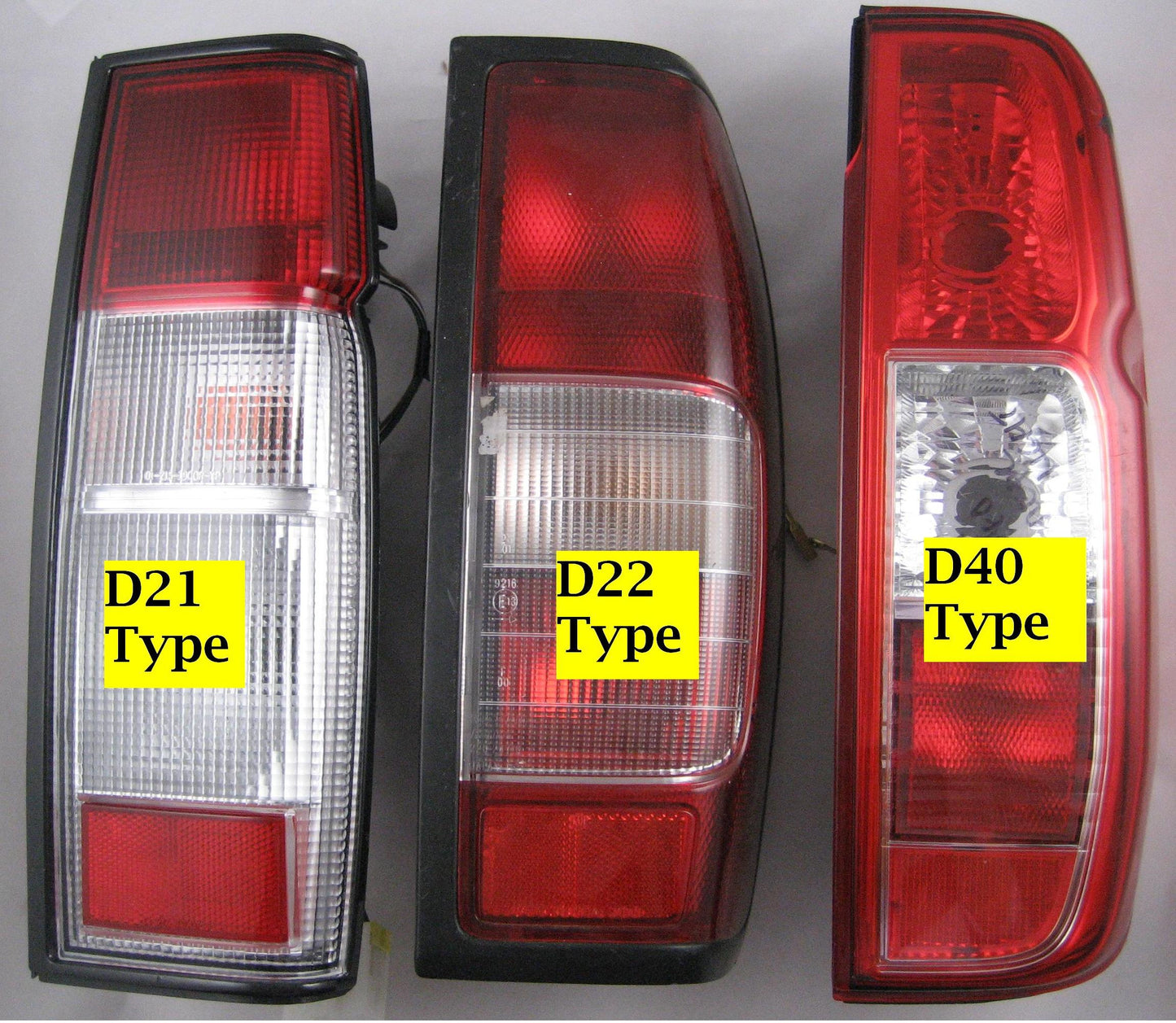 Rear Light - RED/CLEAR/CLEAR (36cm Tall) - RH - for Nissan Navara D21