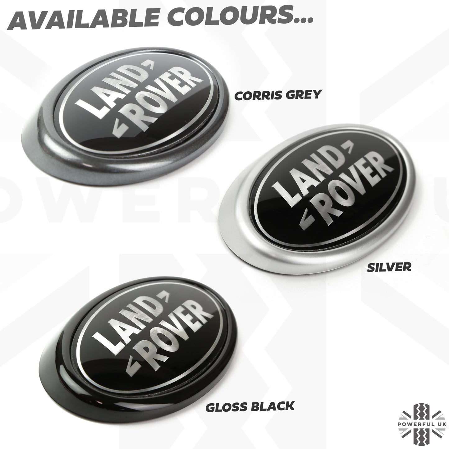 Black & Silver Badge on Corris Grey Sloped Plinth for Land Rover Discovery 5