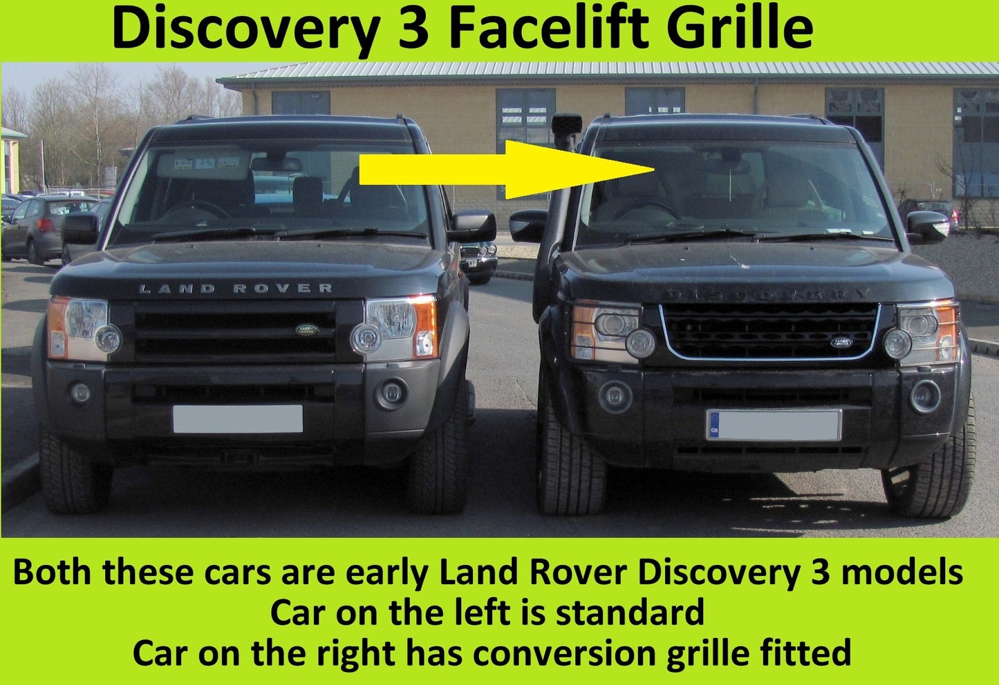 Front Grille for Land Rover Discovery 3 - Disco 4 look - Black / Black / Chrome