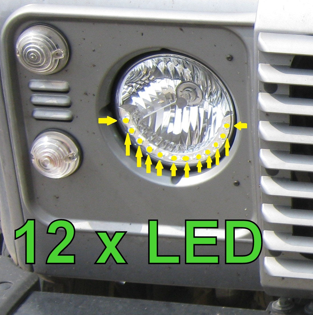 7" Halogen Headlight Upgrade kit - LED DRL Style - for Land Rover Series 1 2 3 - RHD