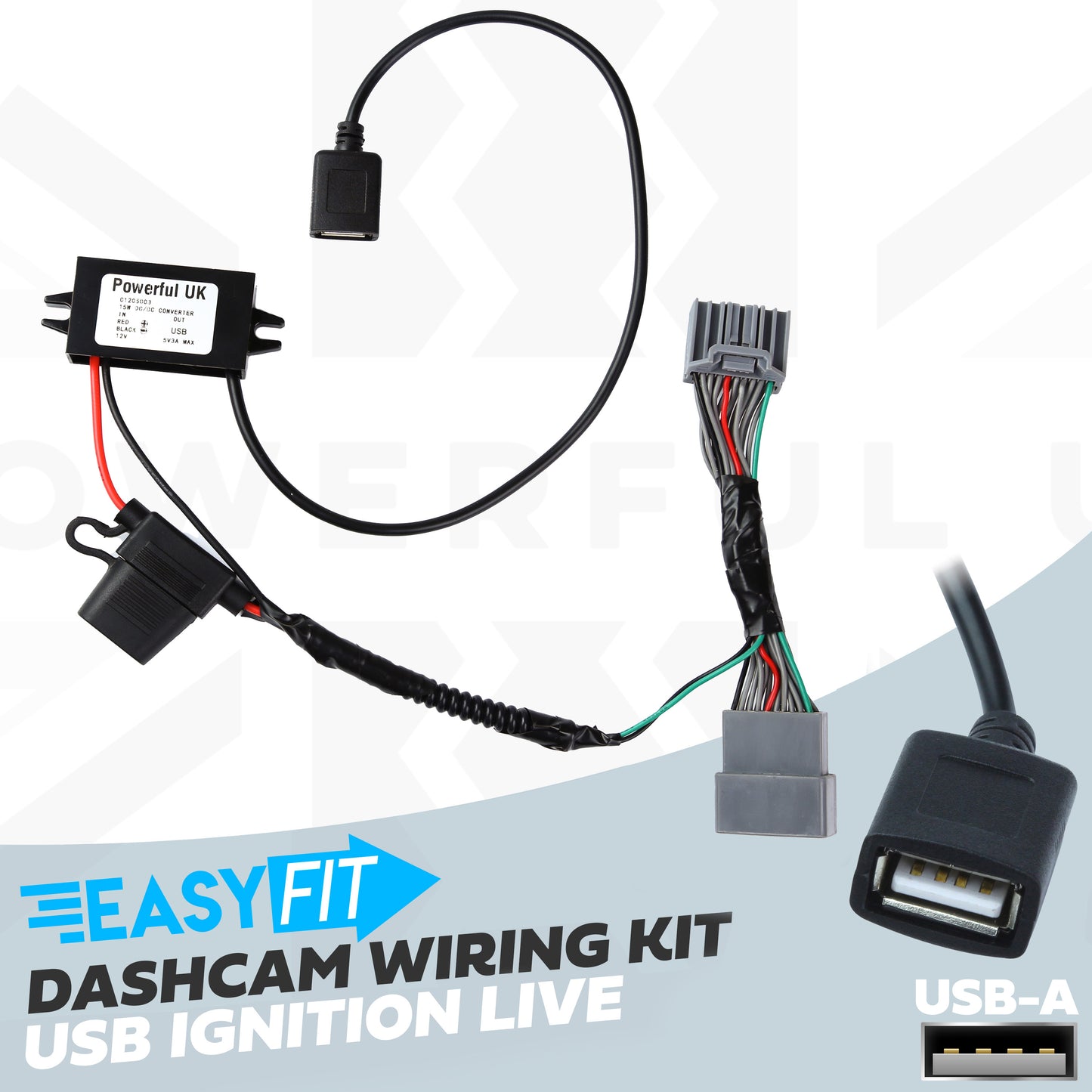 Dash Cam Wiring Kit  for Range Rover Evoque with LATE overhead console (2014+) - USB-A