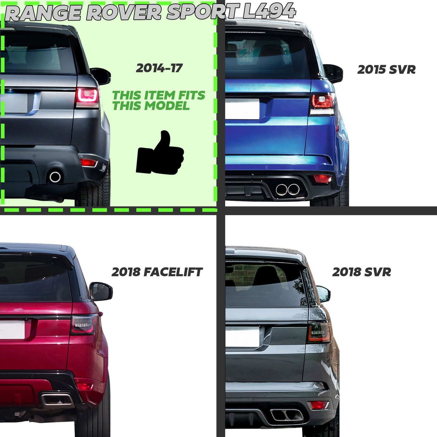 Diffuser Style Rear Tow Eye Cover for Range Rover Sport L494 2014-17