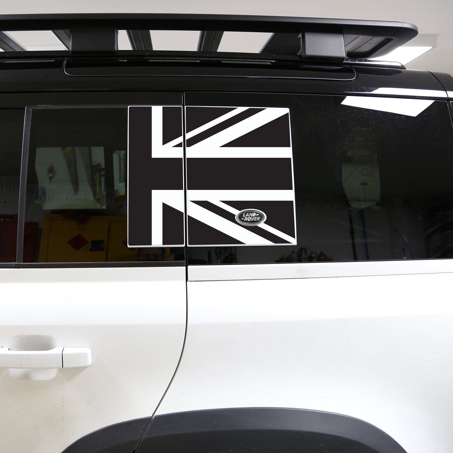 Side Panel Decal Kit - 'Union Jack Flag' - Matte Black for Land Rover Defender L663(110)