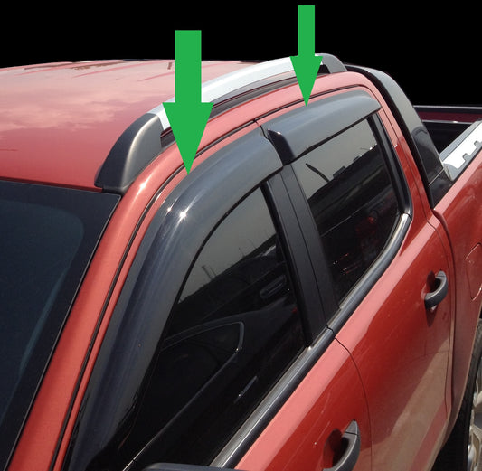 Black Window Wind Deflector Kit - Double Cab ( 4 door ) Ford Ranger (2012 on)