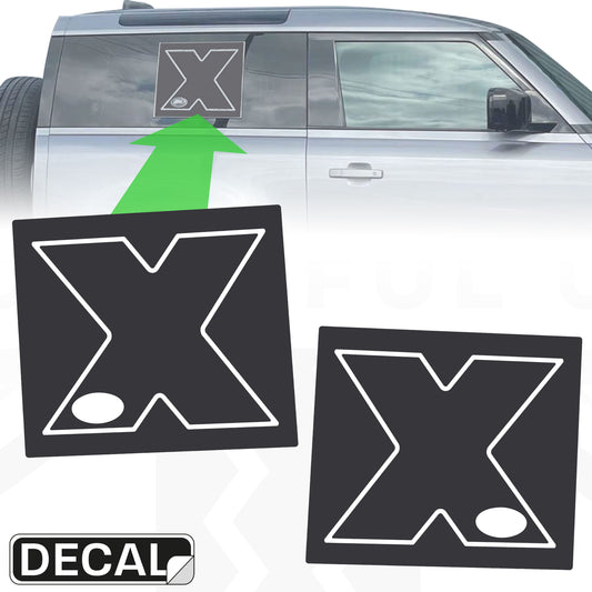 Side Panel Decal Kit - 'X' - Matte Black for Land Rover Defender L663(90)