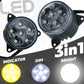 LED Round '3in1' Front Lights 60mm - Pair