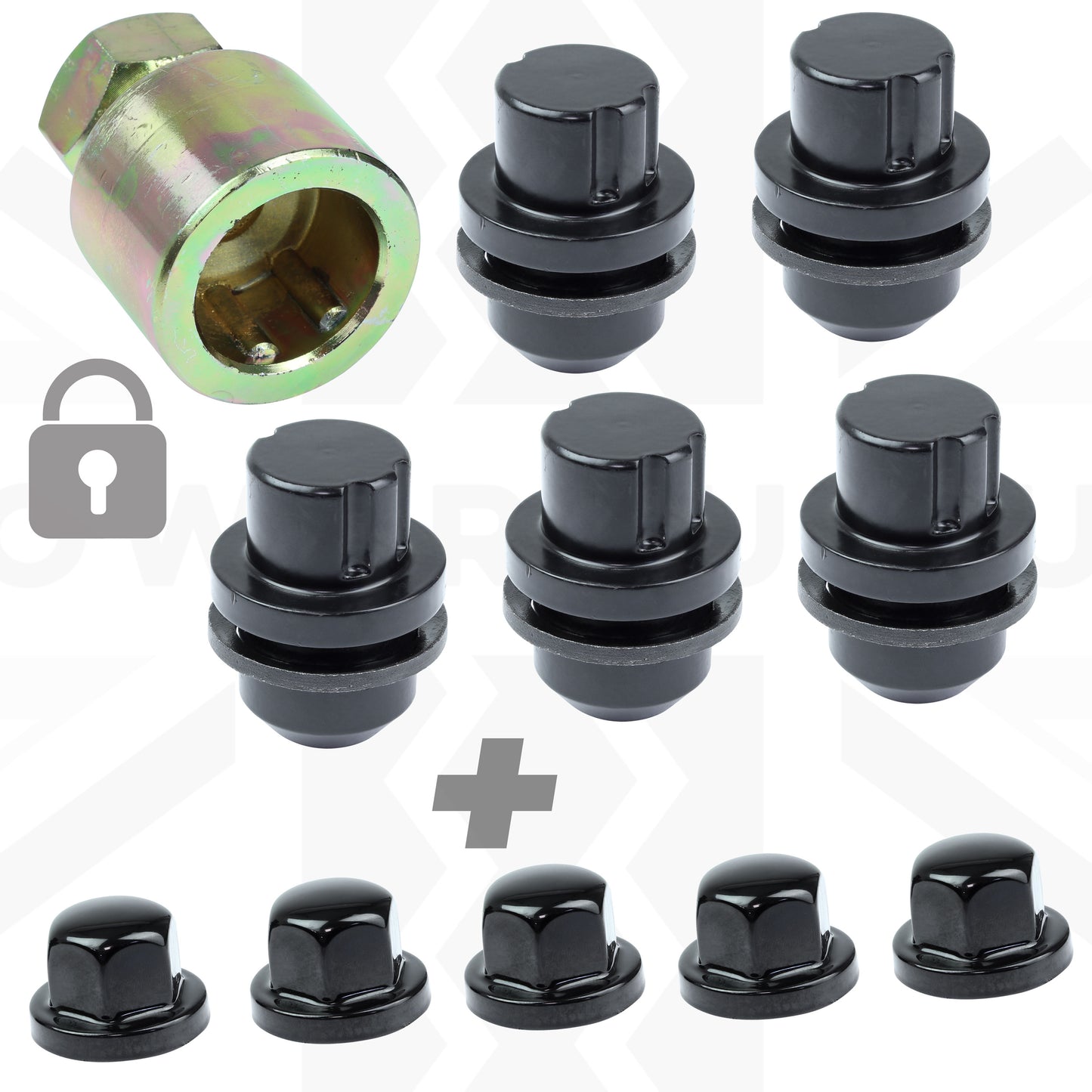 Locking Wheel Nut Kit for Range Rover Classic Alloy Wheels - Black