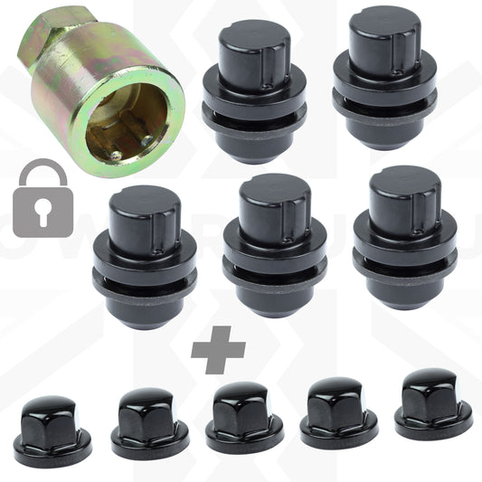 Locking Wheel Nut Kit for Range Rover Classic Alloy Wheels - Black