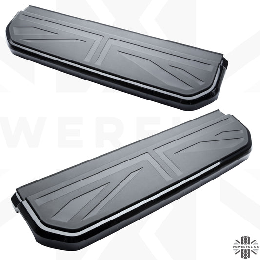 2x Replacement Side Step 'Foot Plates' for Land Rover Defender L663(90) - Black with Union Jack