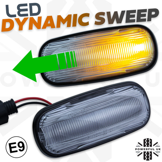 Side Repeaters (Pair) - LED - Clear - Dynamic Sweep for Land Rover Defender