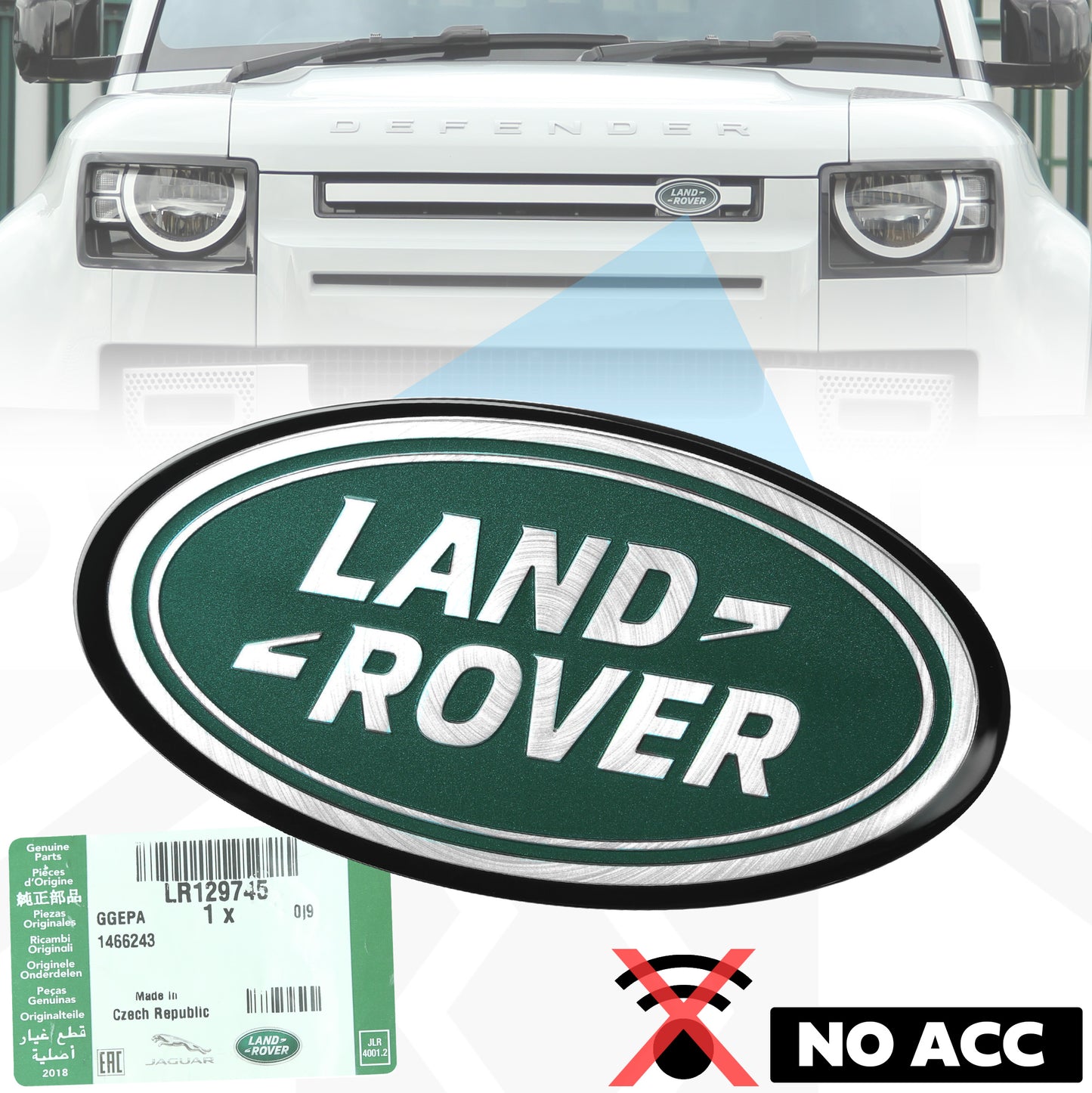 Front Grille Badge for Land Rover Defender L663 - 'NO ACC' type