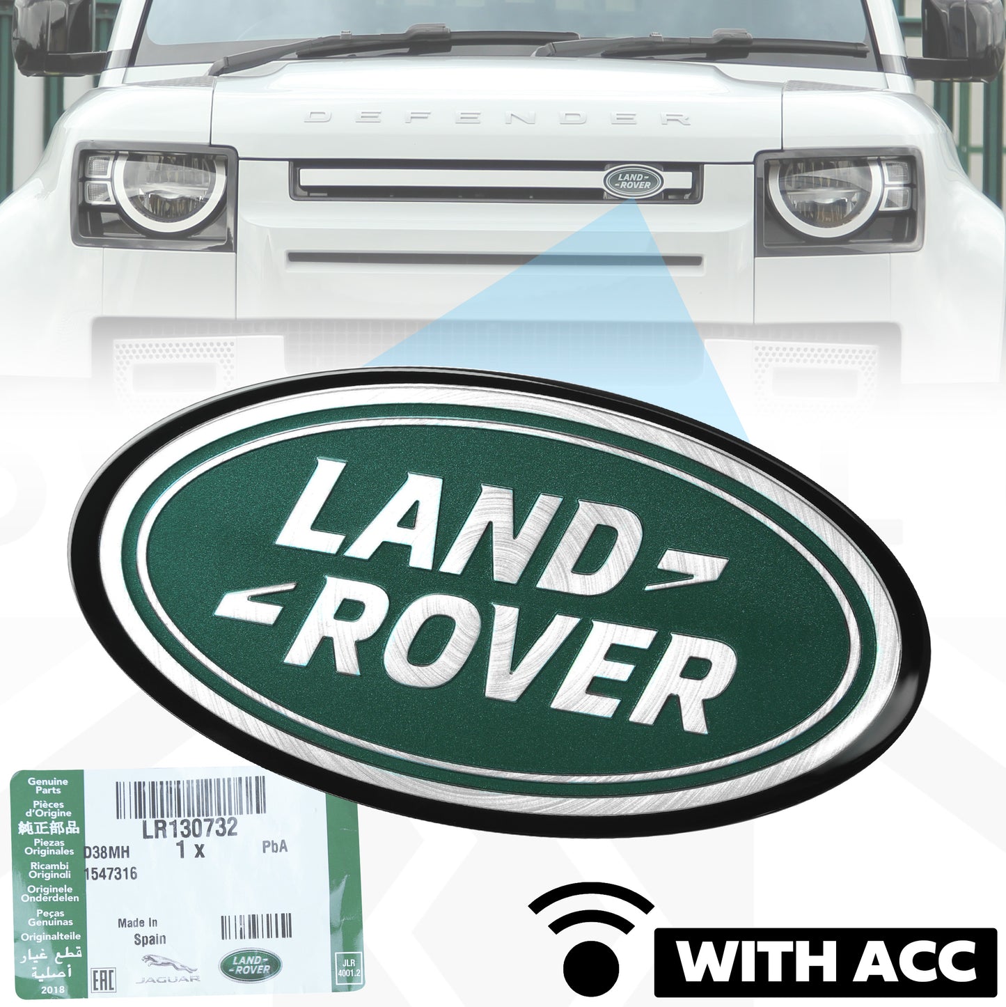 Front Grille Badge for Land Rover Defender L663 - 'with ACC' type