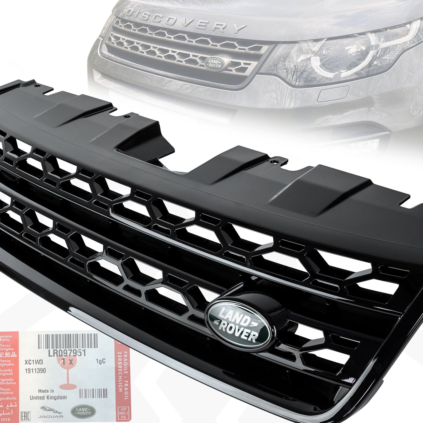 Front Grille for Land Rover Discovery Sport (2014-19) - Genuine - Gloss Black