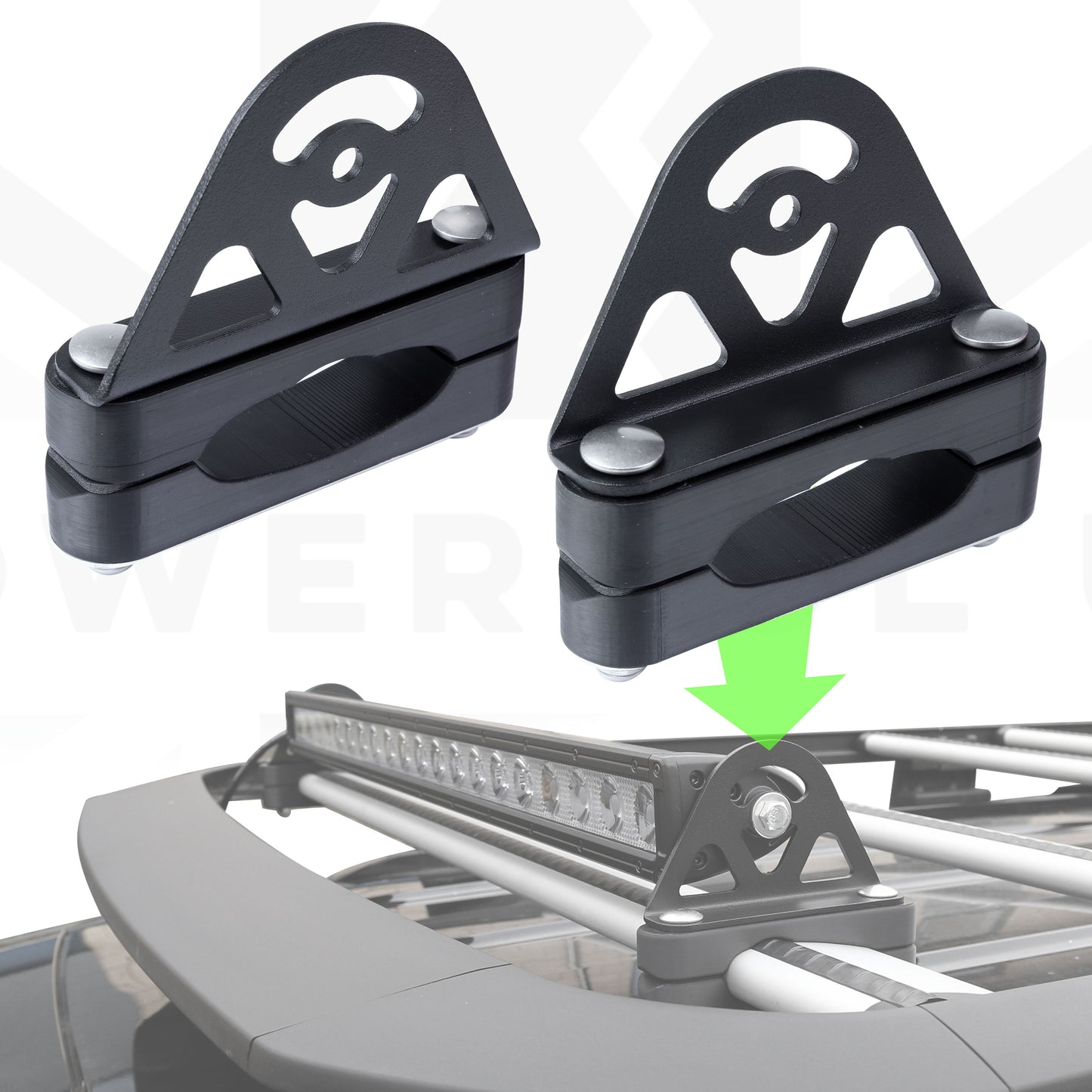 CROSS BAR Mount Clamp Kit for VW Transporter T5 & T6 Van - Kit D (Black)