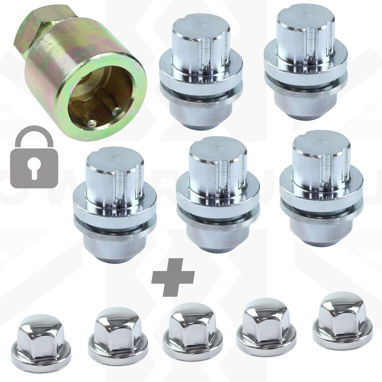 Locking Wheel Nut Kit for Land Rover Discovery 1 Alloy Wheels - Silver
