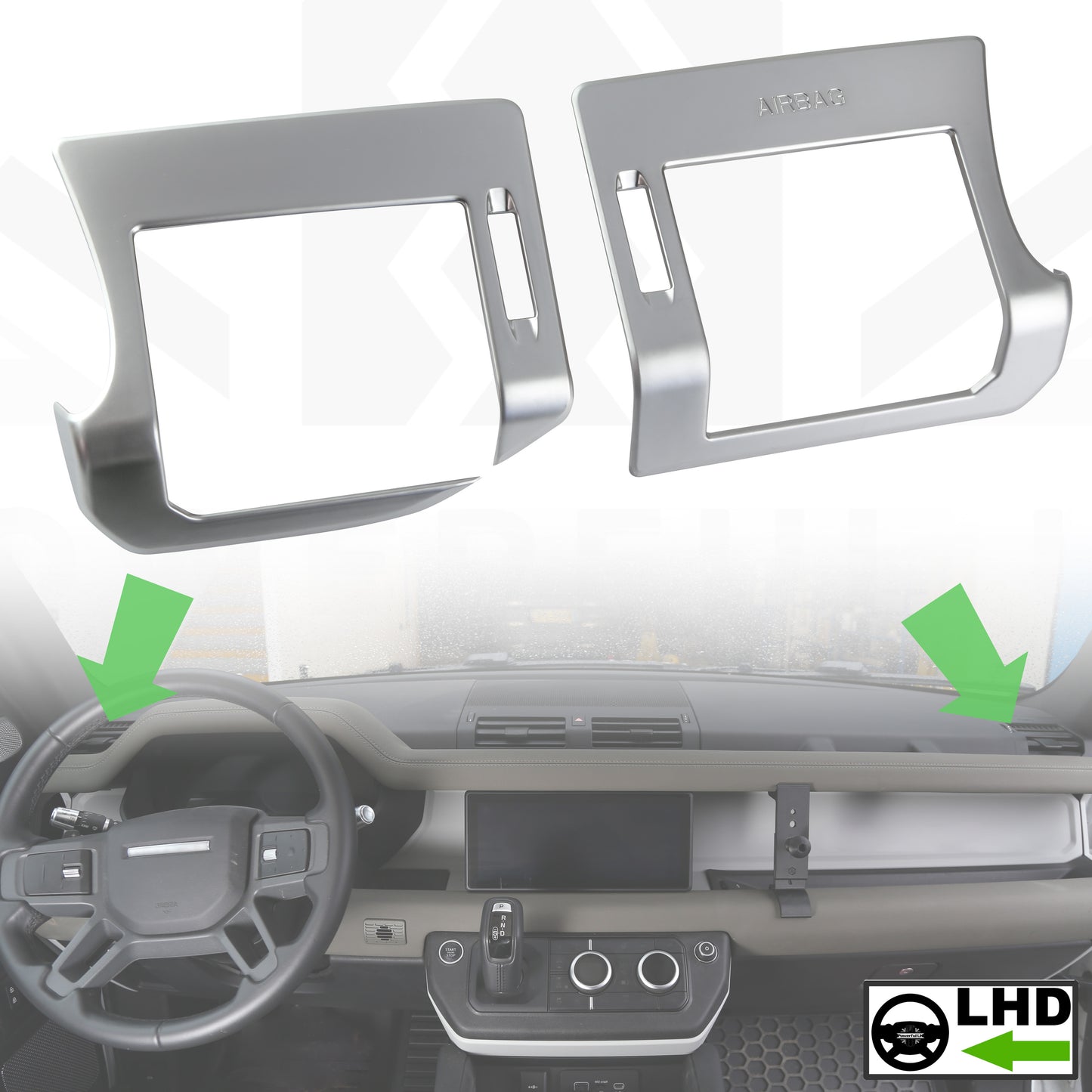 Dash End Air Vent Covers - Silver - for Land Rover Defender L663 - LHD