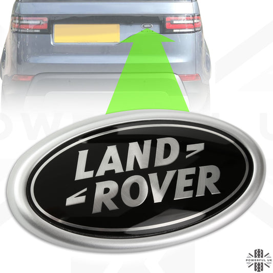 Black & Silver Badge on Silver Sloped Plinth for Land Rover Discovery 5