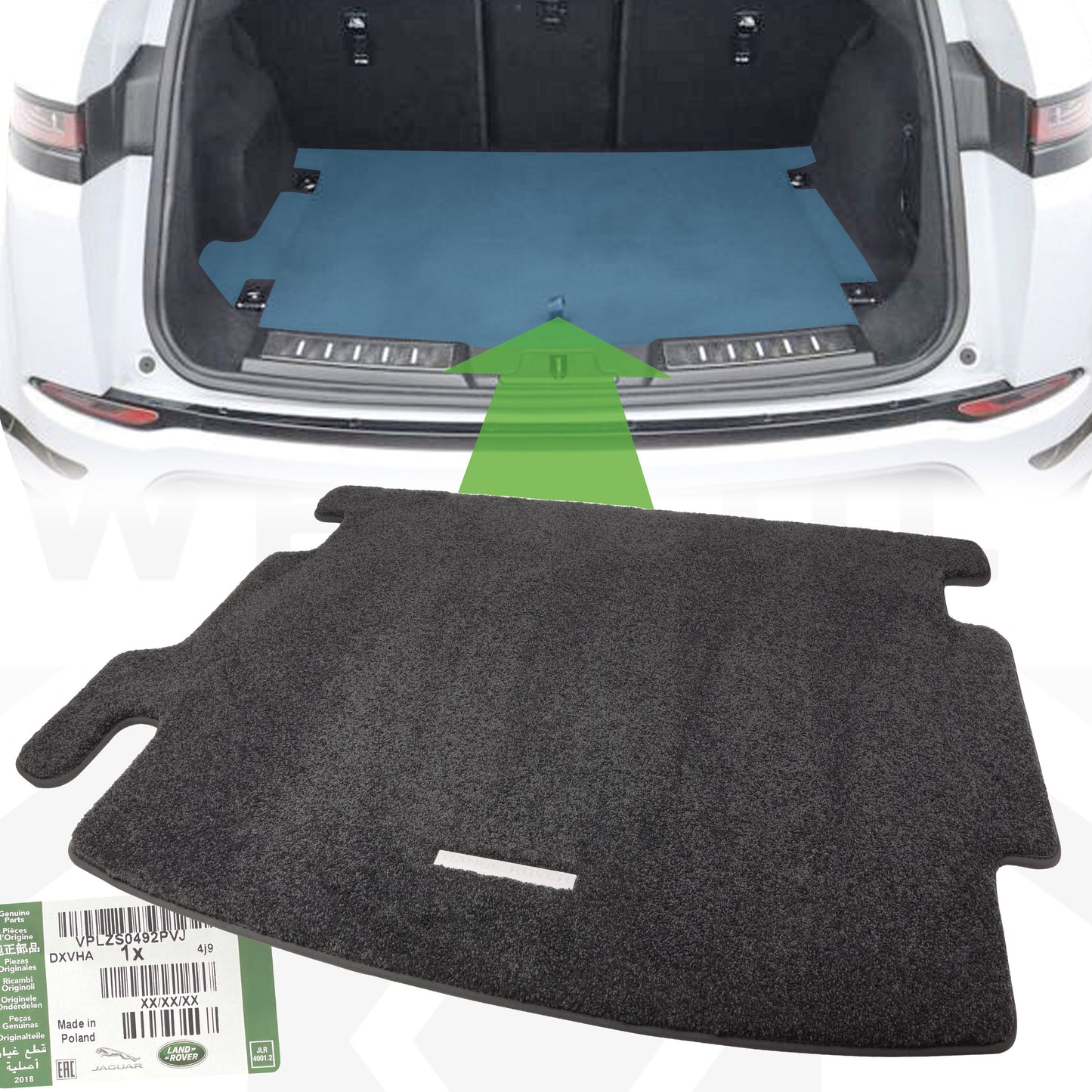 Genuine Land Rover Premium Black Carpet Boot Mat for Range Rover Evoque 2 (2019+)