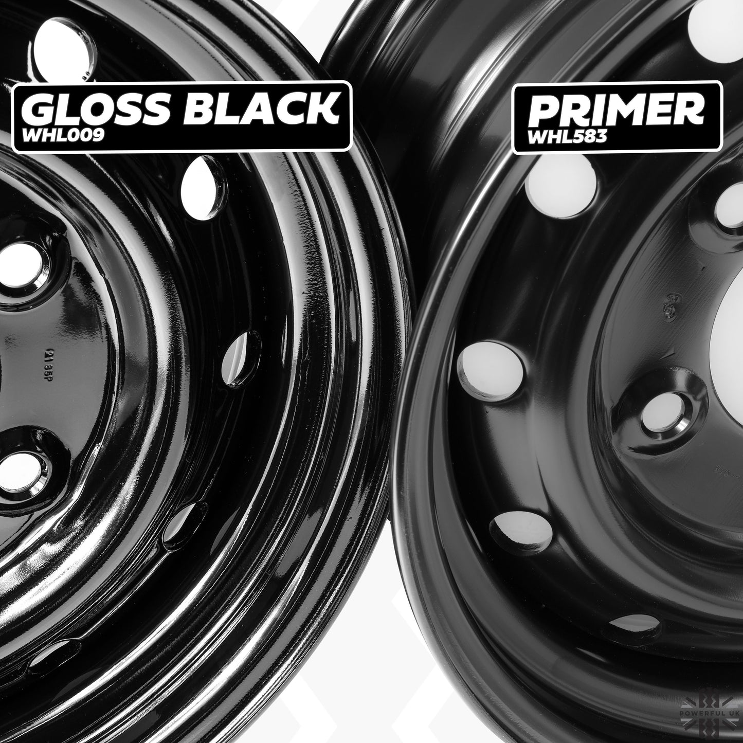 Genuine 16" Steel Wheels - Gloss Black - Set of 5 for Classic Land Rover Defender