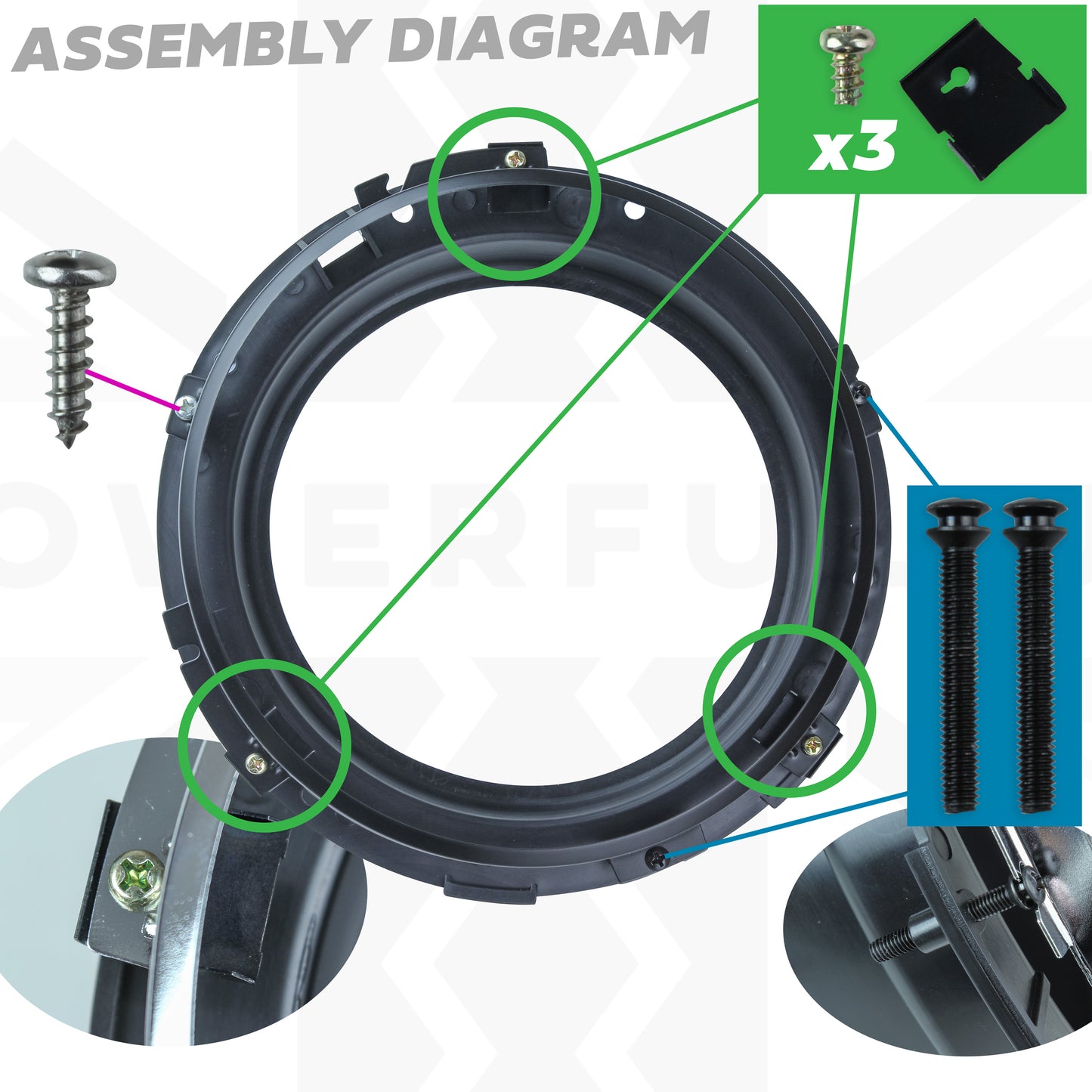 Headlight Mounting Kit (Pair) - Ring Type - for Land Rover Defender - PAIR