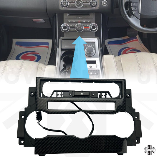 Centre Console Dash Heater Fascia Panel in Carbon Fibre for Range Rover Sport - Late Type