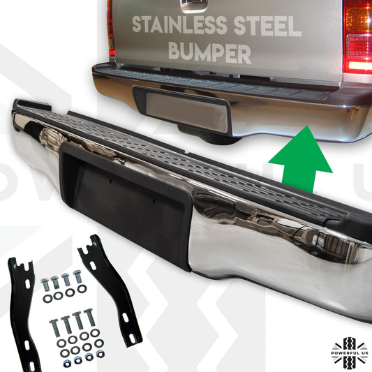 Chrome Rear Step Bumper - Polished Stainless - v2 - for Toyota Hilux Mk6/7