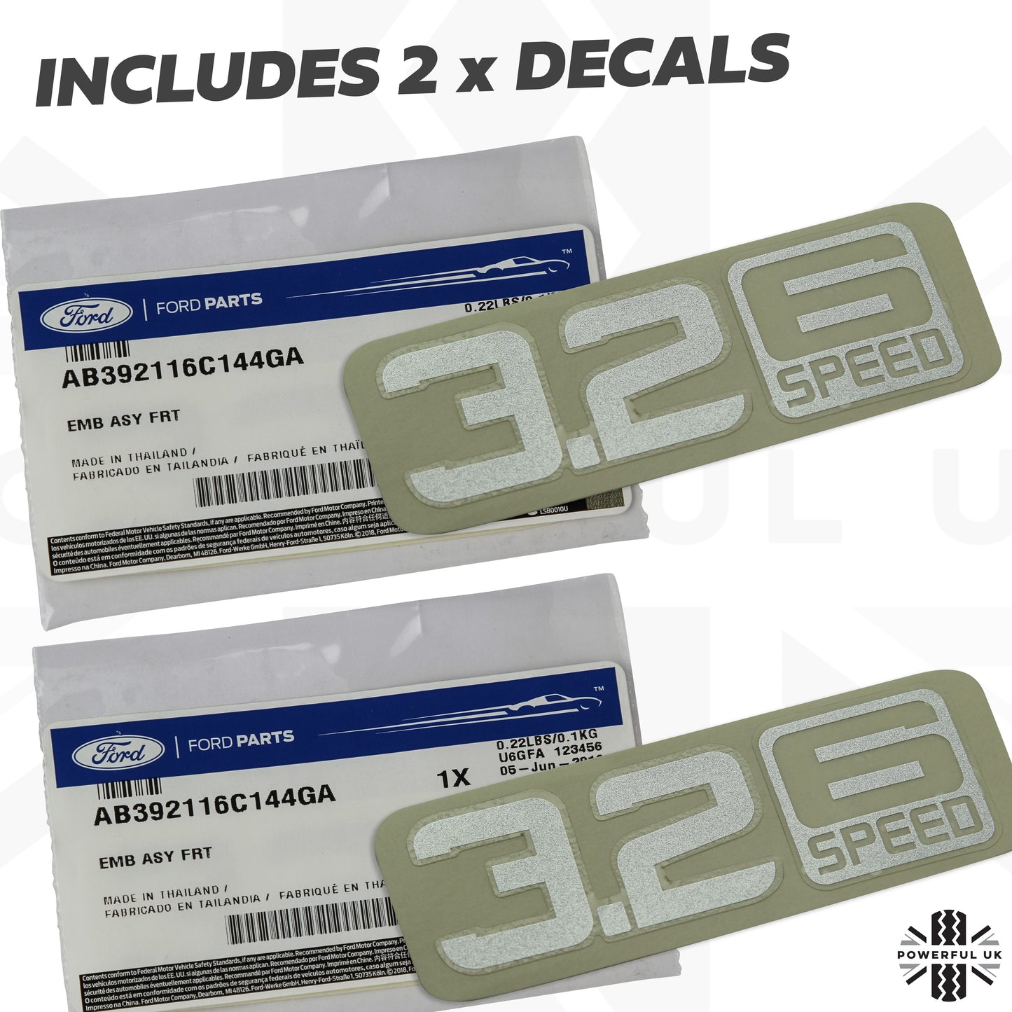 Side Vent Decals x 2 - 3.2 6 SPEED - Silver - for Ford Ranger T6 & T7