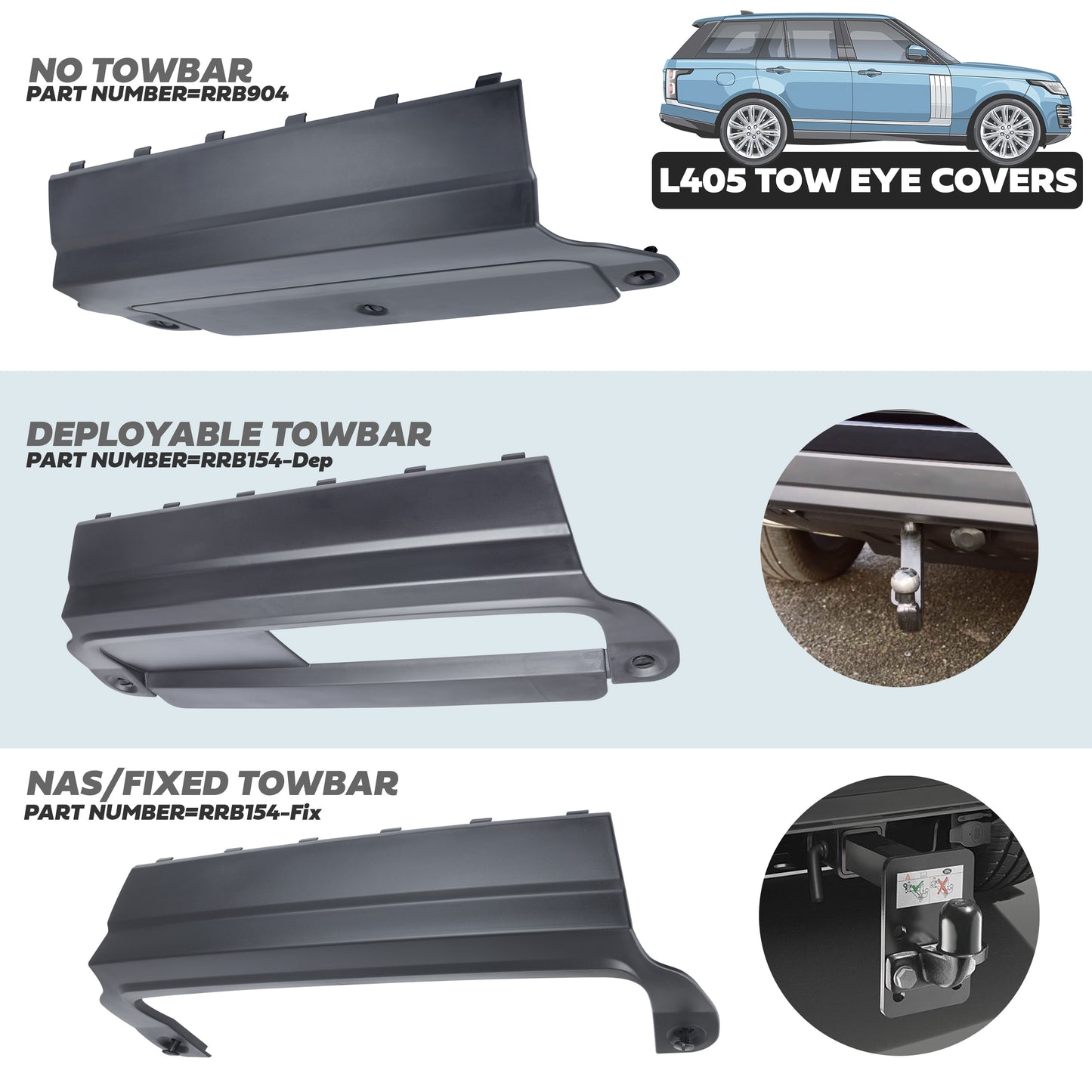 Genuine Rear Tow Eye Cover for Range Rover L405 - for Fixed/NAS Towbar