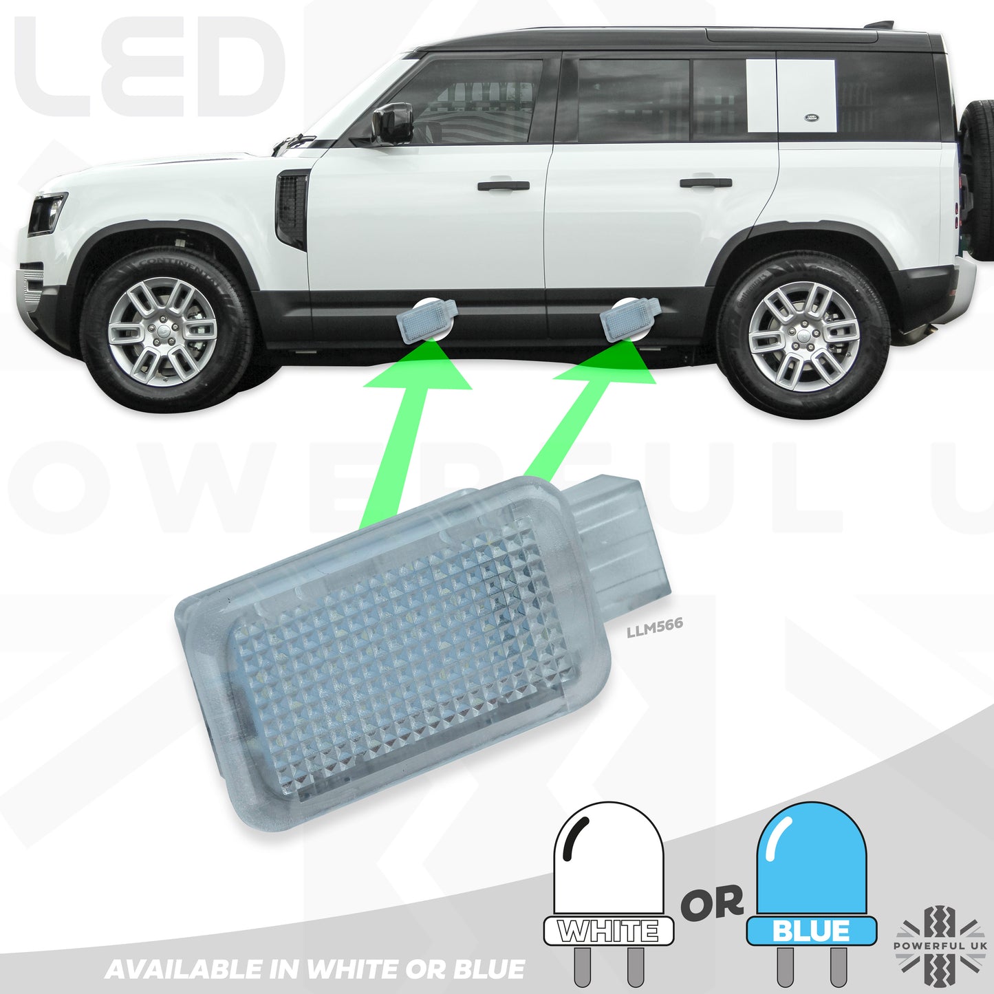 LED Door Welcome Lights - 4pc - Blue - for Land Rover Defender L663 (110/130)