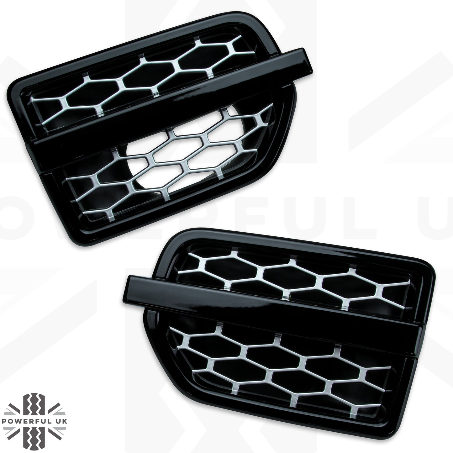 Side Vents - Black Silver - for Land Rover Discovery 4 - PAIR