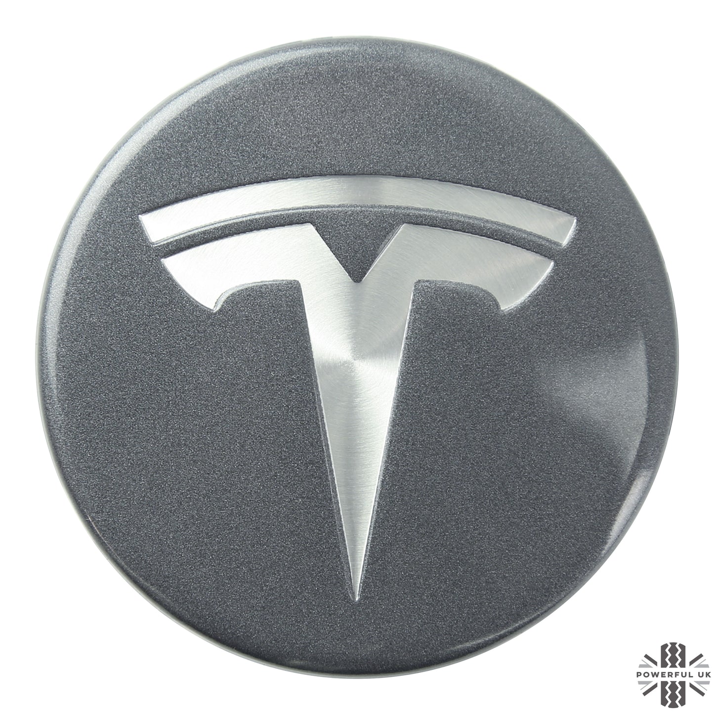 1x Gloss Light Grey & Silver Logo Wheel Centre Cap for Tesla