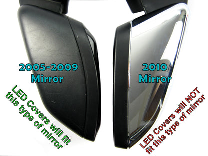 Full Mirror Covers With LED for Land Rover Freelander 2 (07-09 Mirrors) - Gloss Black