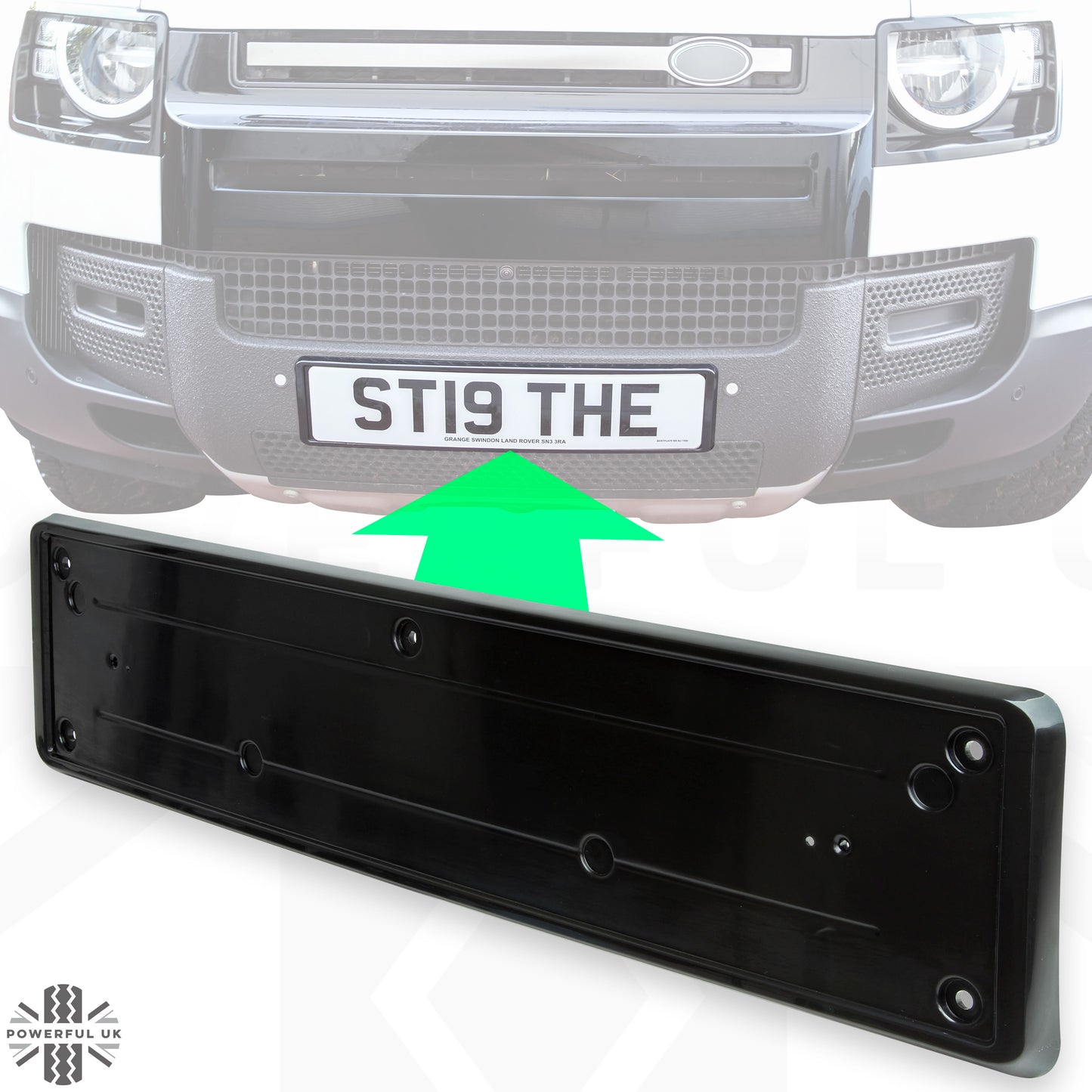 Front Number Plate Plinth for Land Rover Defender L663 - Black