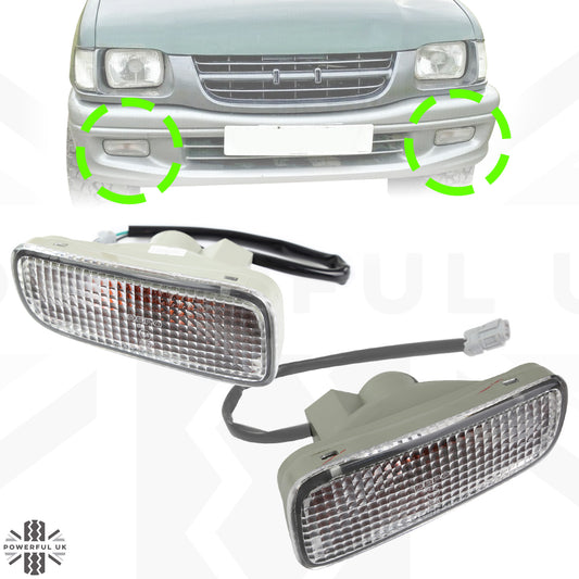 Isuzu TF Clear Front Indicator Light Assembly - Curved Oval Type - E Marked - PAIR