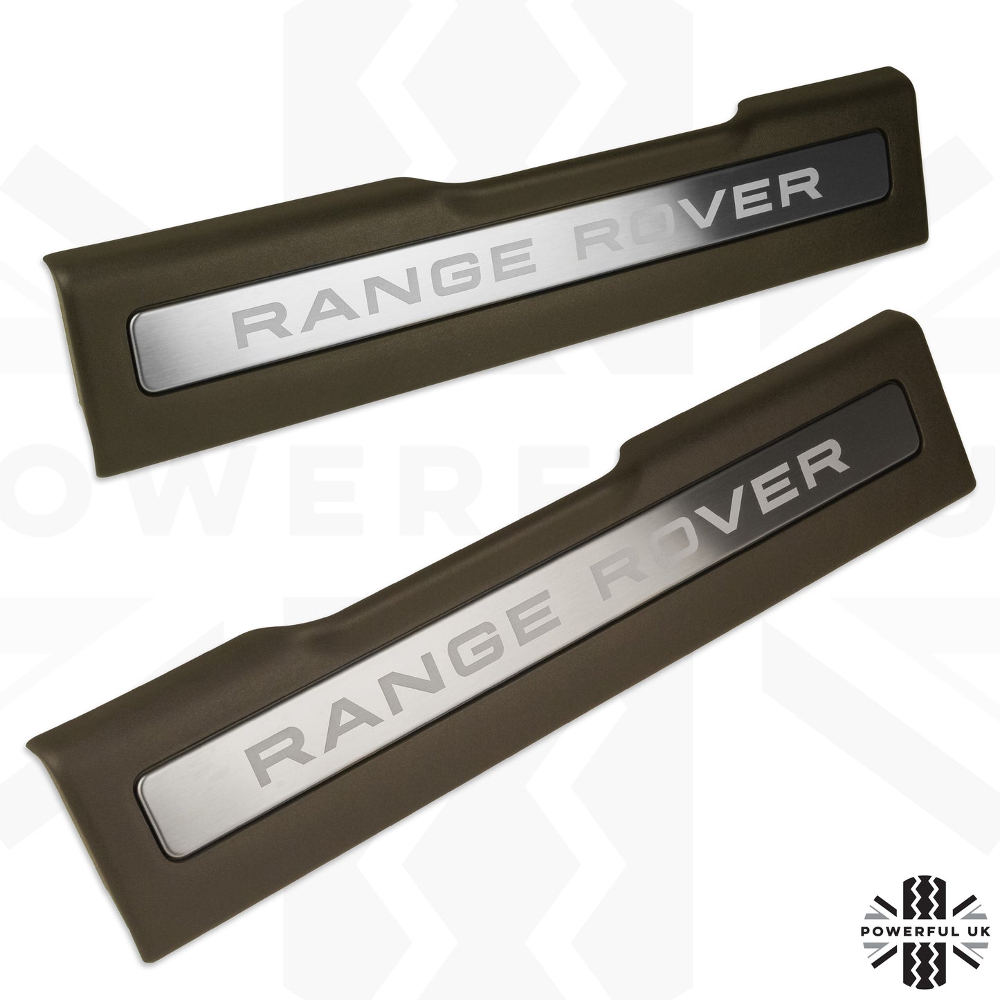 Front Door Scuff Plate Set - Espresso + Brushed Metal for Range Rover Evoque