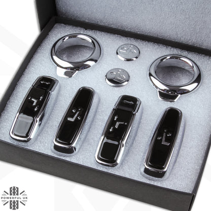 Interior Seat Button Covers (8 pc) - Chrome & Black for Land Rover Discovery Sport