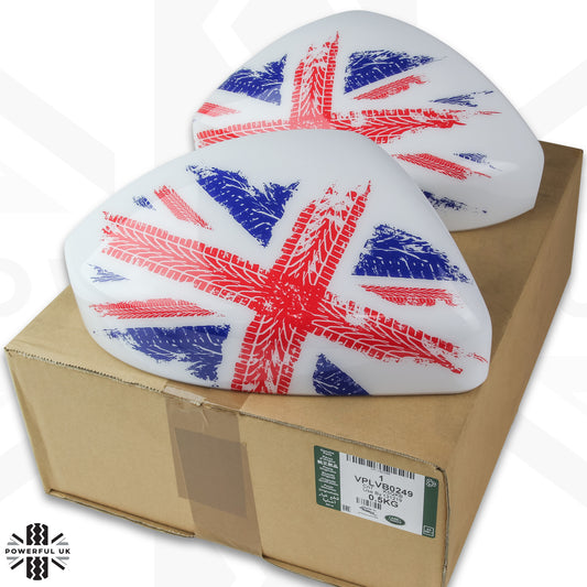 Genuine Replacement Mirror Caps for Land Rover Discover Sport - White with Union Jack design