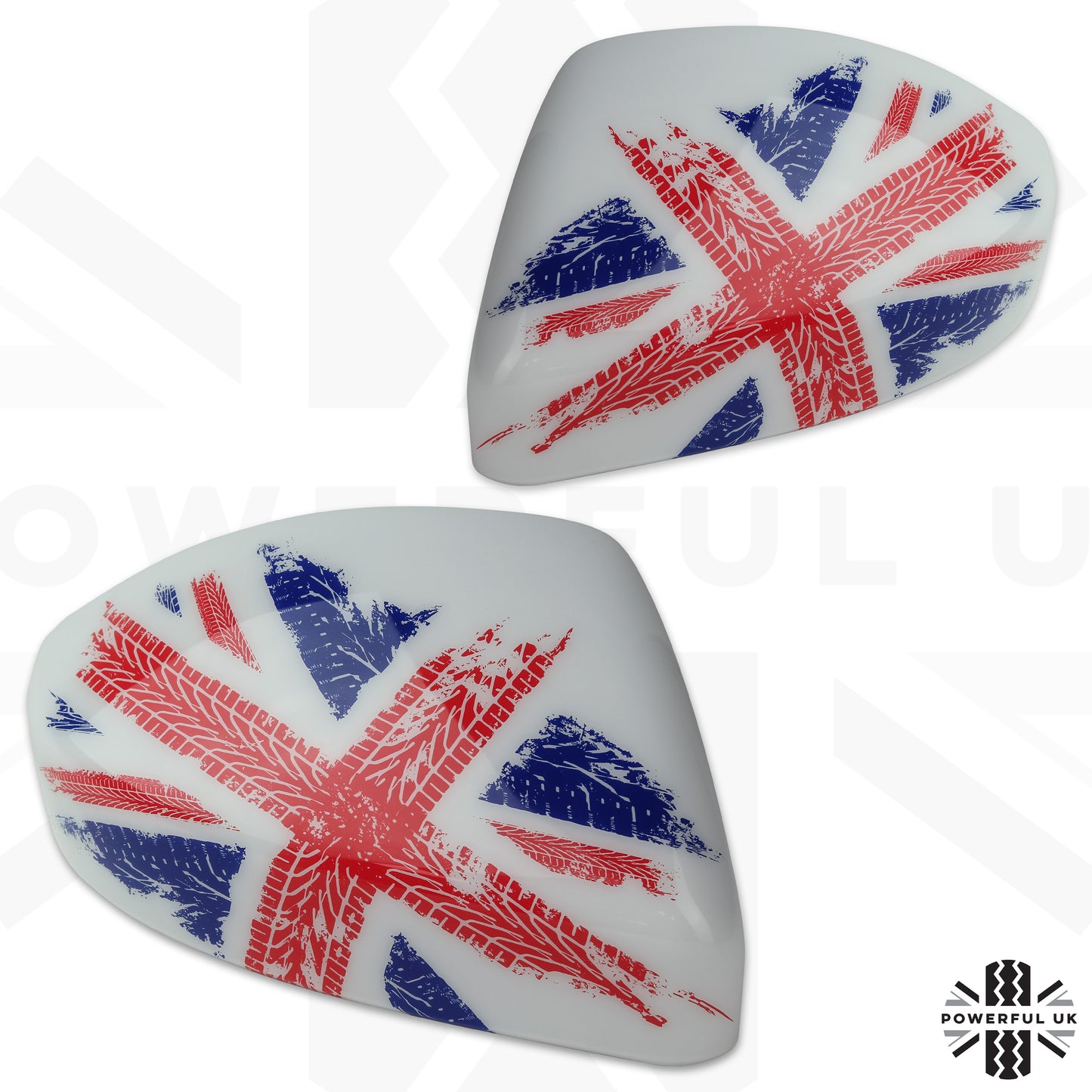 Genuine Replacement Mirror Caps for Range Rover Evoque 2014 on  - White with Union Jack design