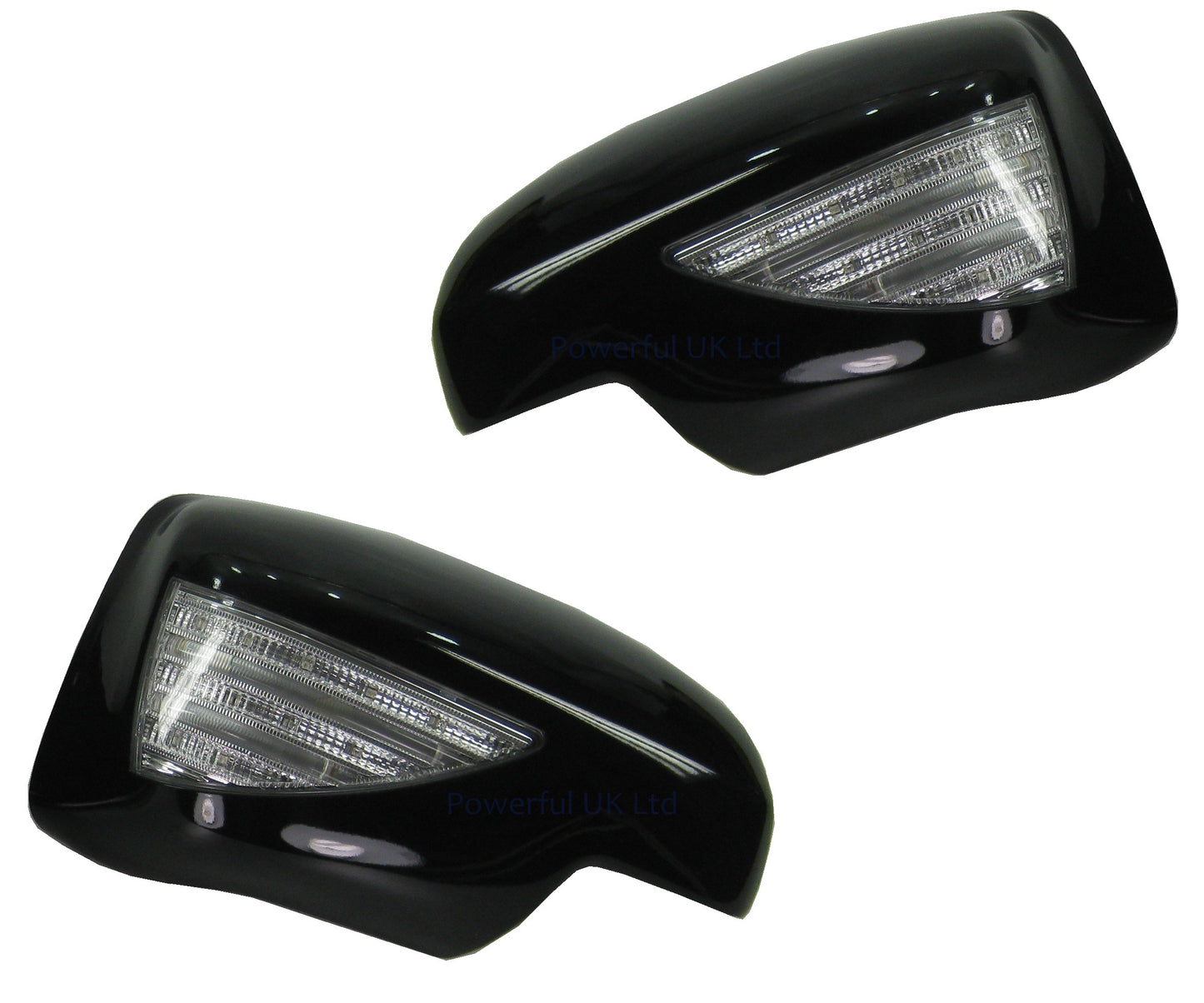 Full Mirror Covers With LED for Land Rover Freelander 2 (07-09 Mirrors) - Gloss Black