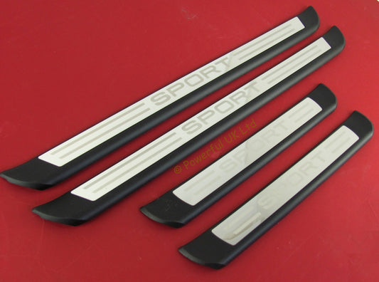 Tread Plates Plastic & Stainless - Polished with Text for Range Rover Sport L320