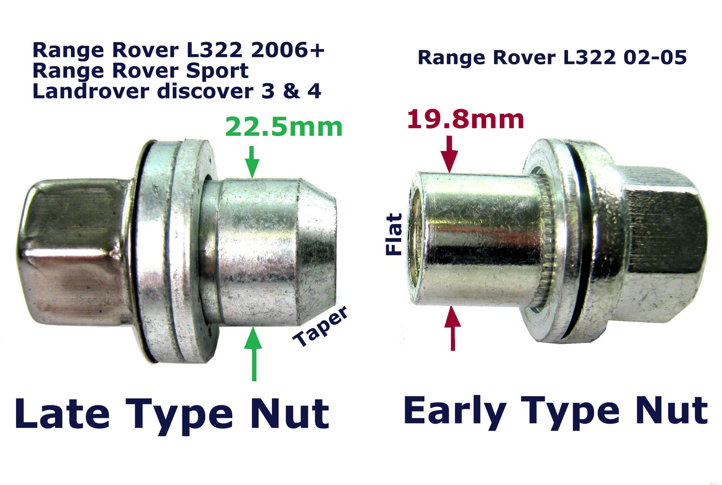 4 pc Wheel nut kit for Range Rover L322 05-12