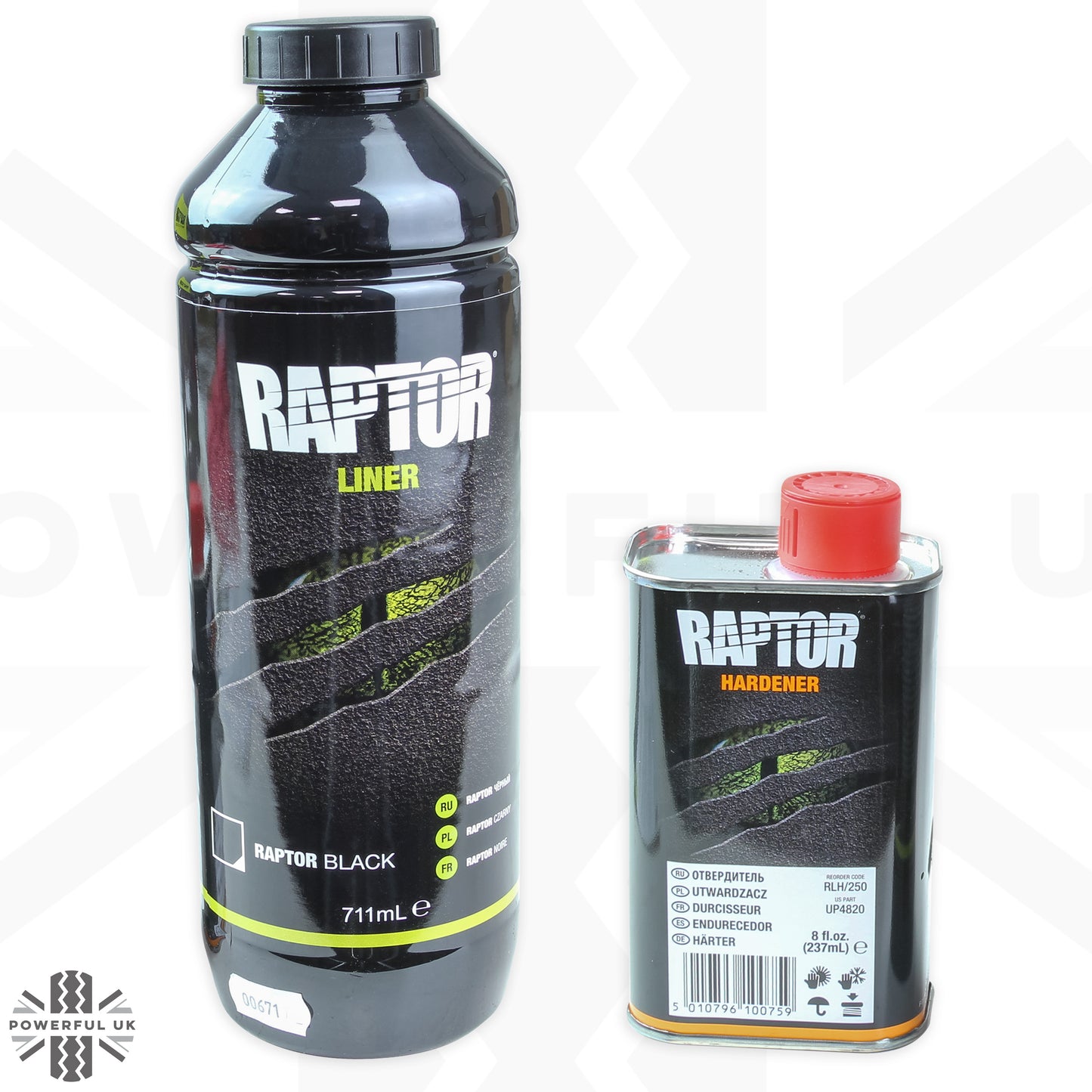 Black UPOL Raptor Paint 1 Litre (710ml liner + 240ml hardener)