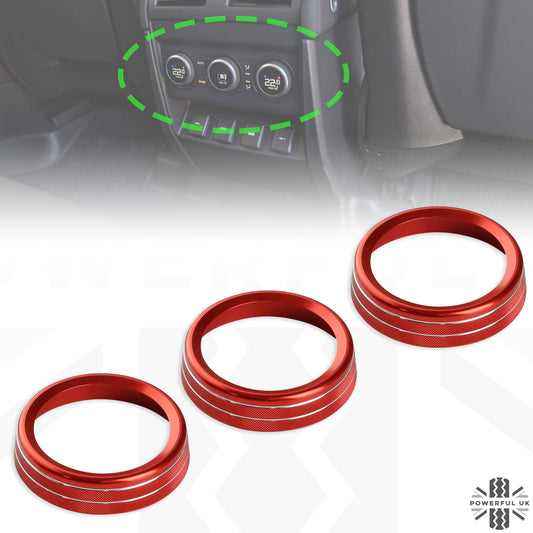 Interior REAR Climate Control Trim - Set of 3 - RED - for Land Rover Defender L663